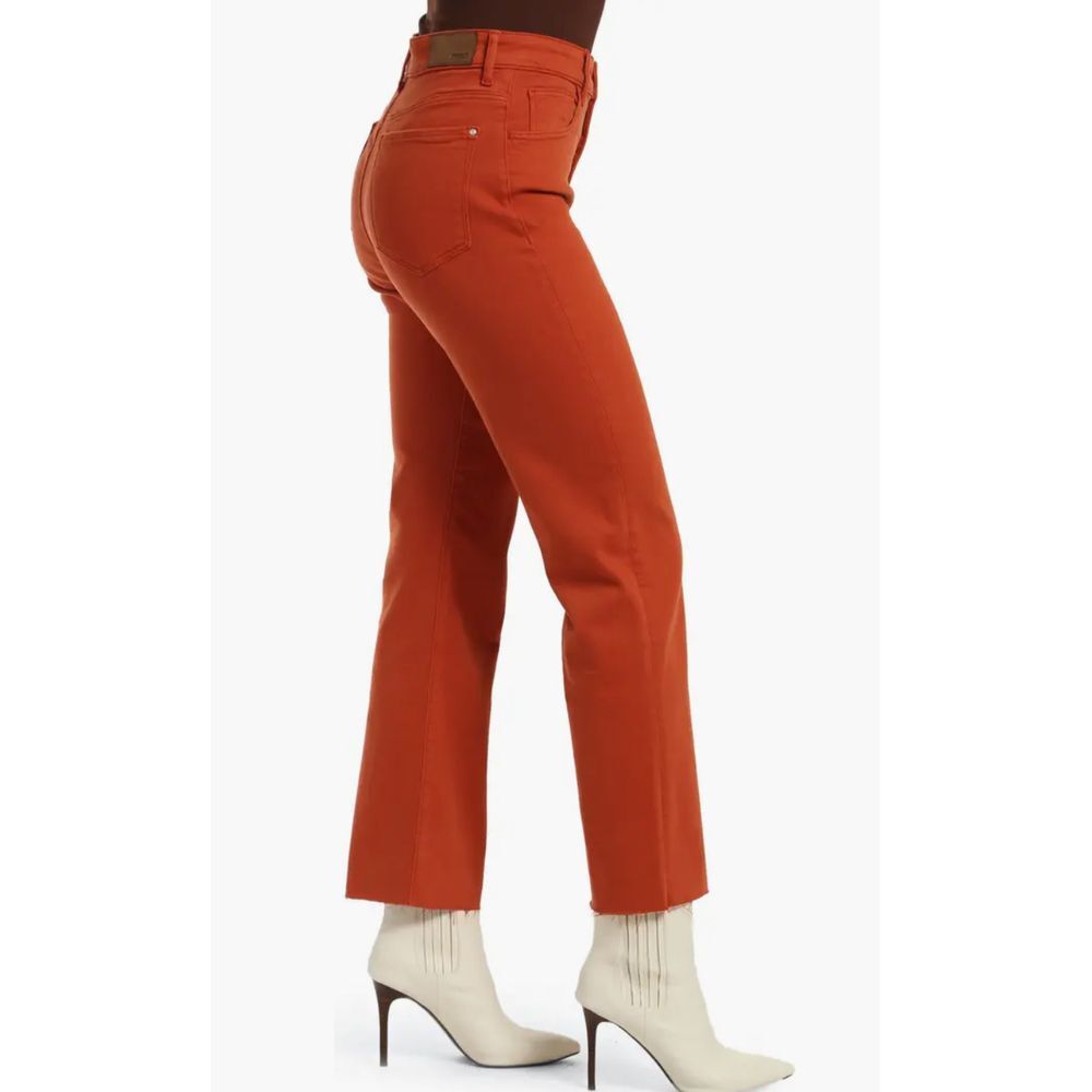 Barcelona High Waist Raw‎ Hem Flare Jeans Burnt Orange - Picture 3 of 3